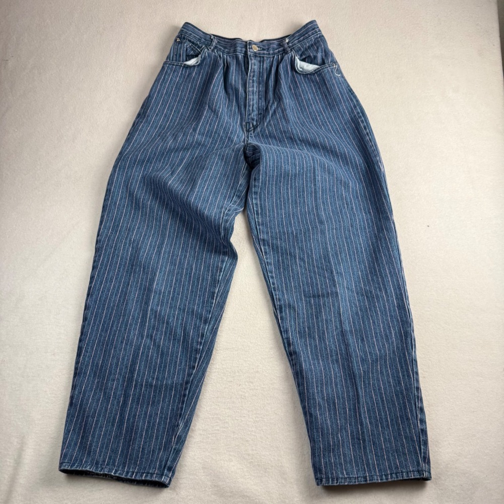 Vintage Gitano Blue Pinstripe High Waisted Mom Jeans Womens/Jrs  13/14
